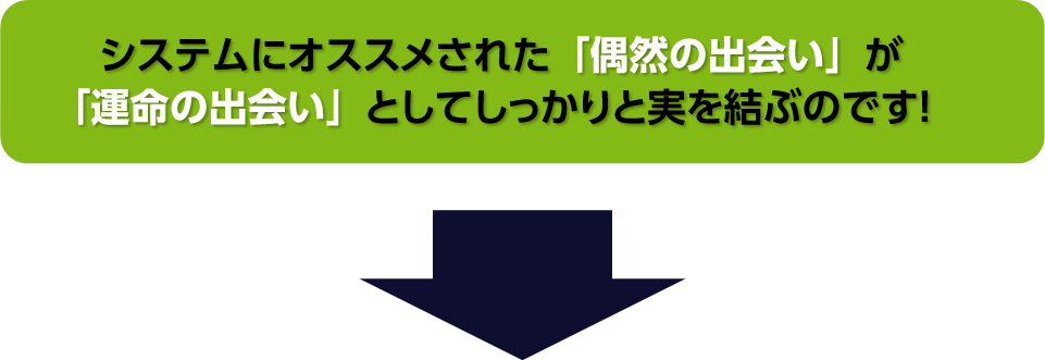 システムにオススメされた「偶然の出会い」が「運命の出会い」としてしっかりと実を結ぶのです！